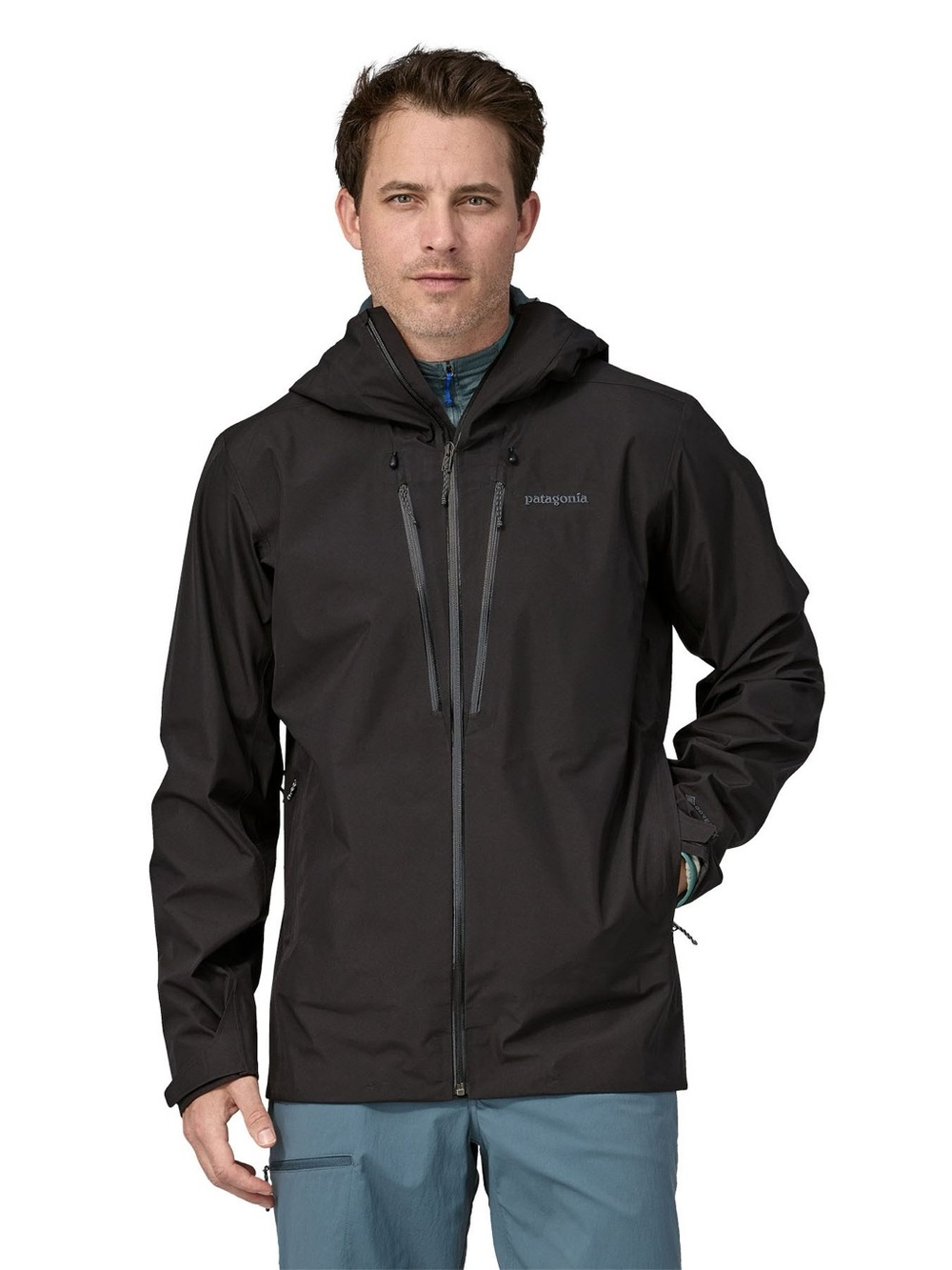 Patagonia Men’s Triolet Jacket Black Waterproof Hooded Jacket